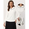 INSPIRE CHIC Women's Button Decor Contrast Trim Peter Pan Collar Office Work Top - 2 of 4