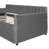 PAGED Twin Size Velvet Fabric Daybed Modern Wooden Bed Frame with 2 Storage Drawers for Bedroom and Living Room - 3 of 4