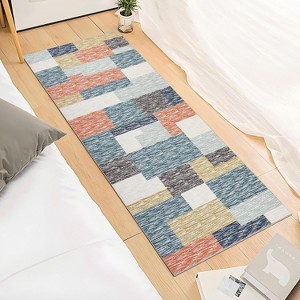 Acekool 4x6 Machine Washable Area Rug, Modern Geometric, Non-Slip, Low Pile, Stain-Resistant Accent Carpet for Living Room, Bedroom, Grey Green - 1 of 4