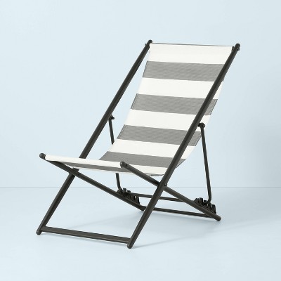 Foldable Outdoor Lounger Chair - Black/White Stripes - Hearth & Hand™ with Magnolia