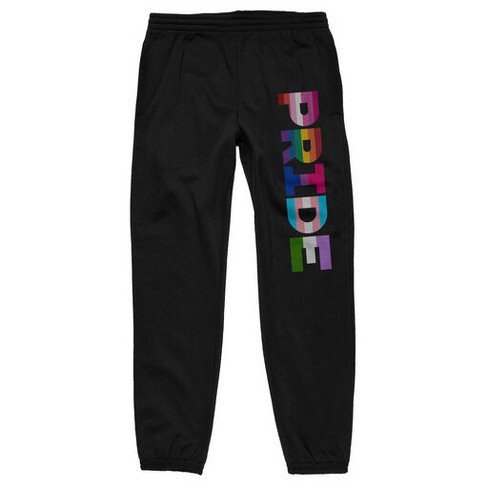 Pride Rainbow Striped Graphic Print Men's Black Joggers - Large