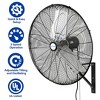 BILT HARD 24 inch 6500 CFM High Velocity Wall Fan 3-Speed Wall Mount Oscillating Shop Fan for Commercial Garage Warehouse Workshops - 4 of 4