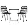 vidaXL 3 Piece Patio Dining Set Black Poly Rattan - 3 of 4