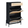 Orieon Natural Rattan Shoe Cabinet with 2 Flip Drawers & Adjustable Shelves – Wooden Entryway Storage Organizer, Black Oak. - 2 of 4