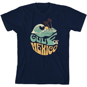 Gulf of Mexico Wave Text Youth Crew Neck Short Sleeve Tee - 1 of 2