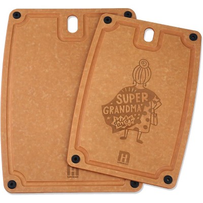 DOMETOUR Set of 2 Cutting Boards for Kitchen Dishwasher Safe, Composite Cutting Board with BPA Free, Reversible with Juice Grooves, Non-porous