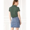 Allegra K Women's Retro Striped Button Up Short Sleeve Tie Front Crop Shirt - 4 of 4