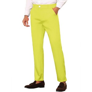 Lars Amadeus Men's Slim Fit Flat Front Solid Color Skinny Business Dress Pants - 1 of 4