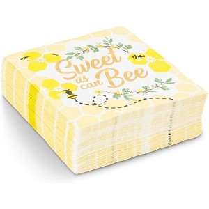 Sparkle and Bash 50-Pack Bumble Bee Disposable Paper Napkins 5" Baby Showers Party Supplies Yellow - 1 of 4