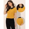 Allegra K Women's Work Office Contrast Peter Pan Collar Short Sleeve Blouse - 2 of 4