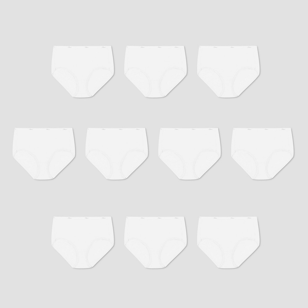 Hanes Women's 10pk White Briefs Underwear - White 8