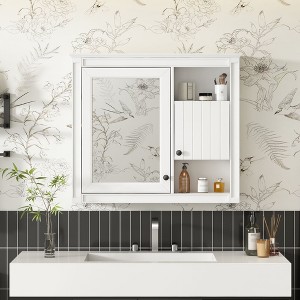 PAGED 30" Wall Mounted Bathroom Mirror Storage Cabinet Modern Medicine Cabinet with Shelves, Over Toilet Storage Unit for Room - 1 of 4