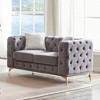 61.25-inch Deluxe Velvet Sofa with Chesterfield Tufted Buttons, Includes 2 Pillows, Solid Wood Frame and Metal Legs with High-Density Foam Cushions - 4 of 4