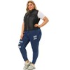 Agnes Orinda Women's Plus Size Trucker Zipper-Front Sleeveless Sport Crop Denim Vests - 3 of 4