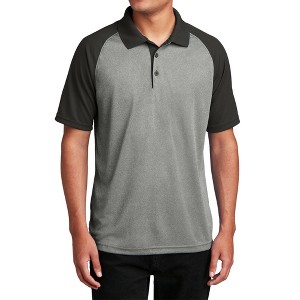 Mafoose Men's Short Sleeve Moisture-Wicking PosiCharge RacerMesh Raglan Heather Black Polo T-shirt - 1 of 4