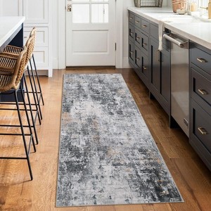 Abstract Runner Rug - Washable non-slip foldable carpet with low pile for high-traffic areas - 1 of 4