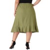 Agnes Orinda Women's Plus Size Midi Elastic Waist Denim Tiered Pleated Hem A Line Skirts - 4 of 4