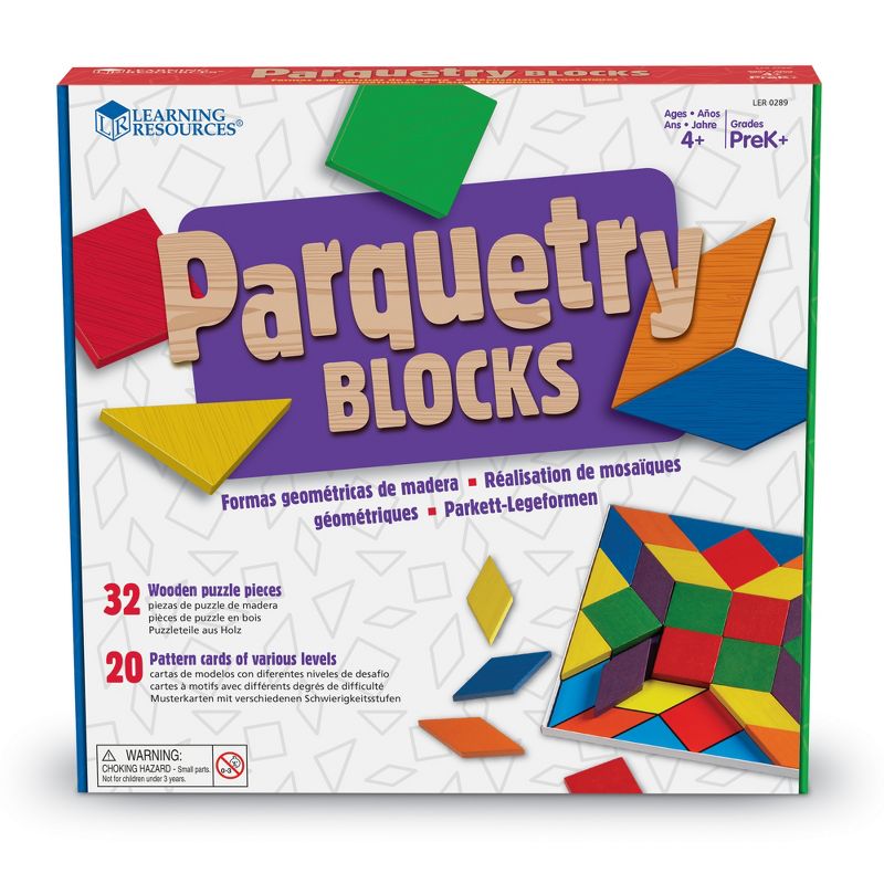 Learning Resources Parquetry Blocks & 20 Pattern Cards, 53 Piece Set, Ages 4+, 1 of 7