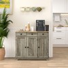 Okak Barn Door Style Buffet Cabinet with Storage for Living Room 34.5" Farmhouse Kitchen Sideboard Cabinet with Adjustable Shelf - 4 of 4