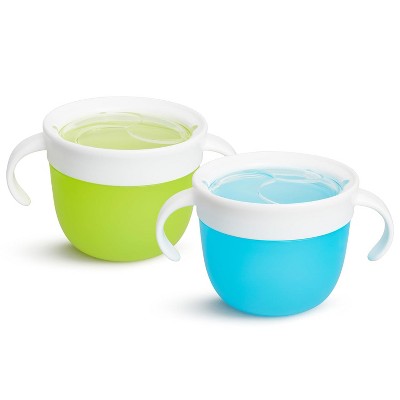 Snack Catcher Toddler Snack Cups, No Spil, 2 Pack Containers, Blue/Green