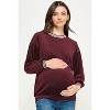 Hello Miz Women's Velvet Striped Neckline Long Sleeve Maternity Sweatshirt Top - 3 of 4