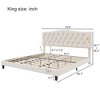 King Size Upholstered Platform Bed with Saddle Curved Headboard and Diamond Tufted Details for Bedroom or Apartment - 4 of 4