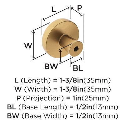 Champagne Bronze Round Modern Cabinet Knob with Mounting Hardware