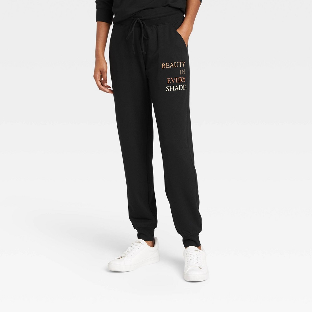Size XS Women's Beauty In Every Shade Graphic Jogger Pants - Black XS-XL