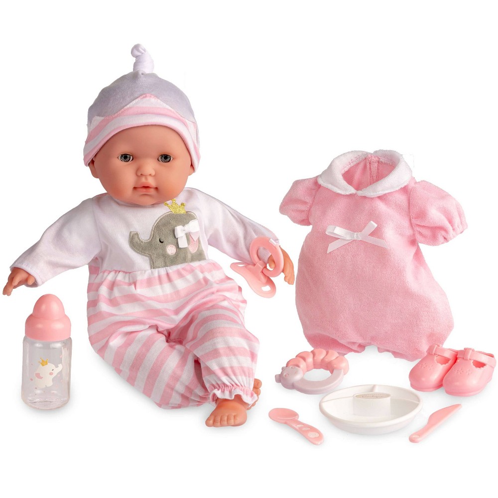Photos - Doll JC Toys Berenguer Boutique 10 Piece Gift Set Pink 15" Realistic Soft Body Baby  - Open/Close Eyes 