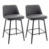 Swivel Barstools Set Of 2, Modern Upholstered Kitchen Bar Stools With Metal Legs, Counter Height Bar Chair With Backrest, Footrest - 2 of 3
