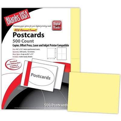 Blanks/USA Bristol Digital Postcard 5 1/2 x 4 1/4 Canary 125/Pack PC35B64CA