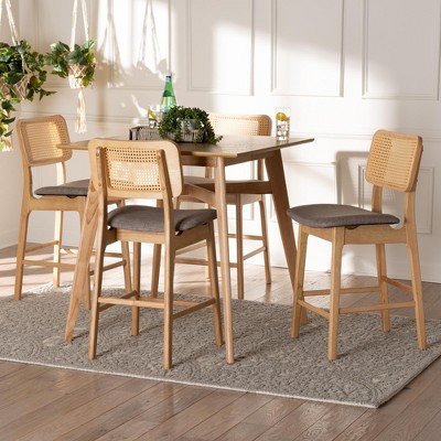 Baxton Studio Dannon Mid-Century Modern Wood 5-Piece Pub Set