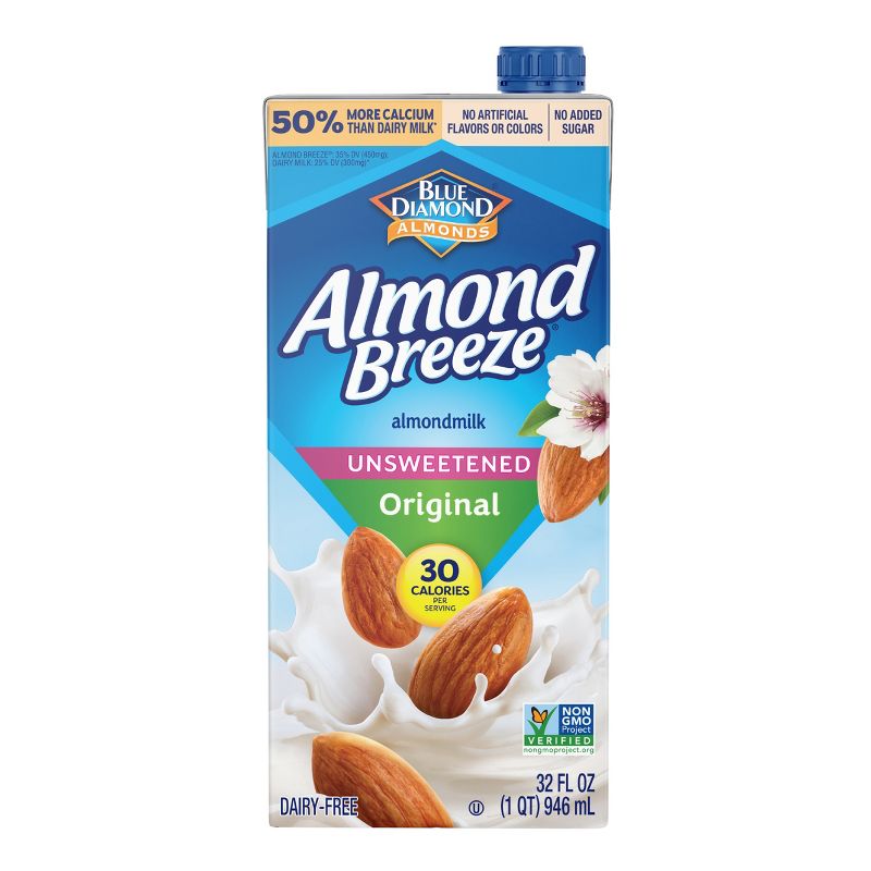 Almond Breeze Unsweetened Original Almond Milk - 1qt, 1 of 11