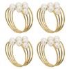 Saro Lifestyle Saro Lifestyle Pearl Design Table Napkin Rings (Set of 4), Gold, - 2 of 4
