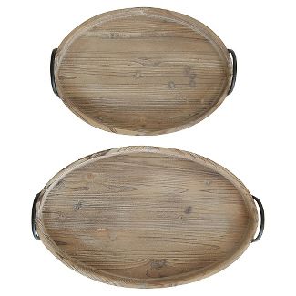 Decorative Wood Trays with Metal Handles (S-2 21