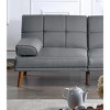 XIYUYEU Comfort 2 Seat Sofa Couch Polyfiber Adjustable Tufted Upholstered Loveseat Sofa Couch with Solid Wood Legs, Blue+Grey - 4 of 4