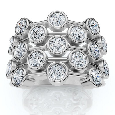 Pompeii3 1 1/2Ct Multirow Bezel Diamond Right Hand Ring 10k Gold Lab Created