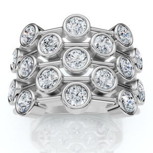 Pompeii3 1 1/2Ct Multirow Bezel Diamond Right Hand Ring 10k Gold Lab Created - 1 of 4