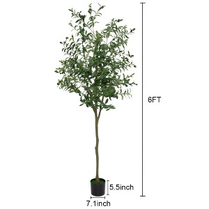 Faux Olive Tree , Fake Black Olive Tree with Pot, Indoor Tall Artificial Plants for Living Room Home Office Store Indoor Outdoor Decor - 1 of 4