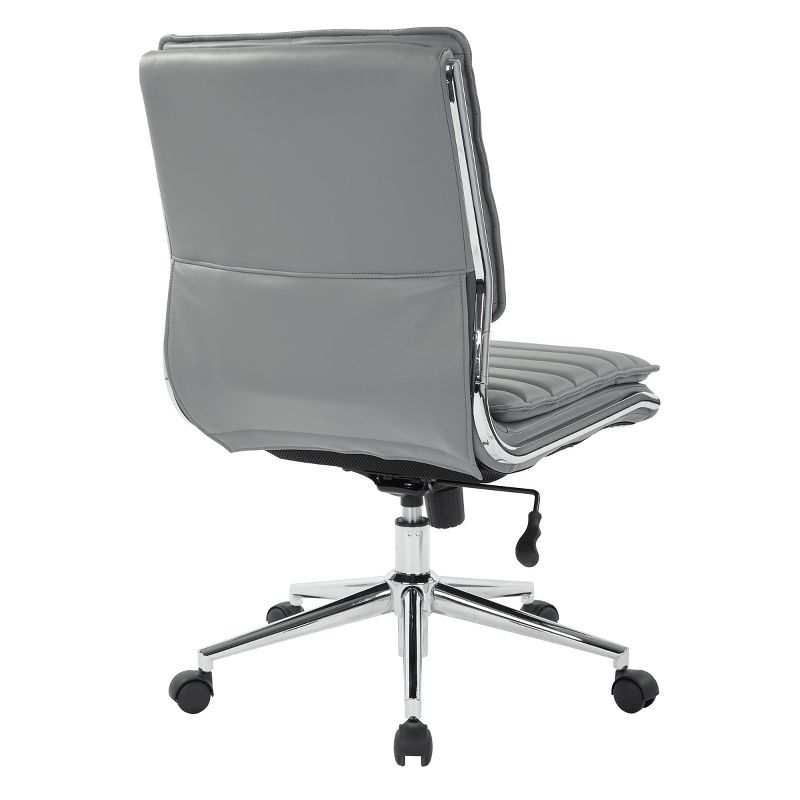 Armless Mid Back Manager's Faux Leather Chair with Chrome Base - OSP Designs, 5 of 8