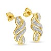 Haus of Brilliance Yellow Plated Sterling Silver Round Cut Diamond Swirl Earrings - 3 of 4
