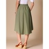 INSPIRE CHIC Women's Cotton Linen Casual High Elastic Waist Round Hem A-Line Midi Skirts - 3 of 4