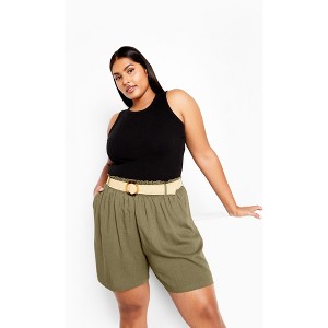 Women's Plus Size Kara Short - olive | CITY CHIC - 1 of 4