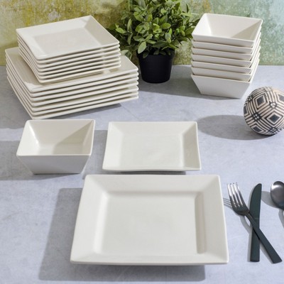 Zen Buffet White Square Porcelain Dinnerware Set, Service for 8