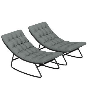 2 Pieces Outdoor Patio Rocking Chairs, Rocking Porch Chairs with Mesh Deep Seats for Indoor, Porch, Balcony - 1 of 4