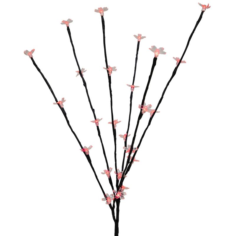 Northlight Set of 3 Pre-Lit Cherry Blossom Artificial Tree Branches, 72 Red LED Lights, 4 of 9