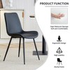 Vynxaria Black artificial leather backrest cushion dining chair, black metal legs, curved widened cushion design(4 chairs) - 4 of 4