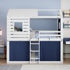 Twin Size Wood House Bunk Bed with Tent - 3 of 4