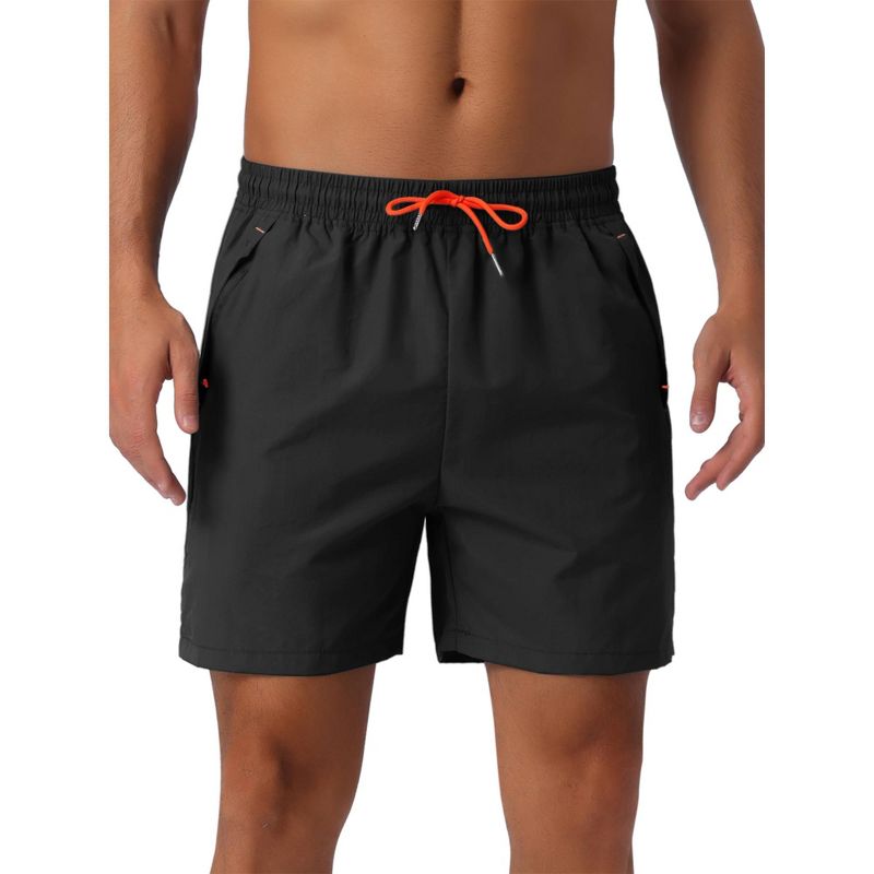 INSPIRE CHIC Men's Casual Summer Elastic Waist Drawstring Mesh Lining Swimming Beach Shorts Black 28