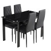 5/7 PCS Dining Table Set Dining Set with PU Chairs & Tempered Glass Dining Table, Black-ModernLuxe - 3 of 4
